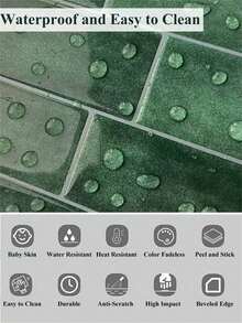 10pcs/Pack Removable 3D Ceramic Tile Stickers, Easy To Install, Waterproof, Self-Adhesive Wallpaper For Kitchen, Furniture, Kitchen Backsplash, Bathroom, Room Decor, Holiday Party Background - Multicolor - View 8