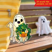 1 Mặt dây chuyền nhỏ trang trí nhà Halloween, Chú ma nhỏ dễ thương cầm cây xanh trên tay, Trang trí Acrylic phẳng 2D, Thích hợp làm đồ trang trí sau ba lô, Mặt dây chuyền trang trí nội thất ô tô, Trang trí cành cây vườn ngoài trời, Trang trí nhà cửa, Phòng ngủ, Phòng khách, v.v., Quà tặng Halloween, Tiệc tùng, Món quà hoàn hảo cho gia đình và bạn bè - Mặt dây chuyền ma - sợi vàng - Xem 5
