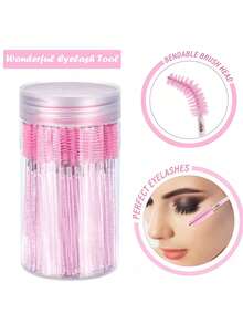 100 支一次性睫毛膏棒、用于睫毛延长的水晶眉刷、粉色睫毛刷（带容器） - 粉色 - 查看 5