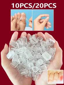 10只/20只装新款硅胶脚趾套，防摩擦，保护脚趾，缓解脚趾关节疼痛，足部护理垫，适用于户外、运动、旅行、居家、办公、学校等场合，也是馈赠佳品。 - 無色 - 查看 1