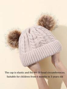 1 件婴儿透气冬季帽子柔软针织帽适合居家和旅行 - 彩色 - 查看 3
