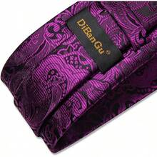 Silk Floral Necktie Set With Tie Clip, Handkerchief & Cufflinks - Magenta - View 8
