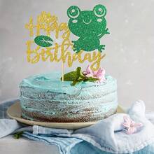 1pc Elephant Happy Birthday Cake Topper/Baby Children 1st Birthday Zoo Cake Decor/Baby Shower/Cute Elephant Wild Animal Theme Birthday Party Decorations - Gold Glitter - Multicolor - View 4