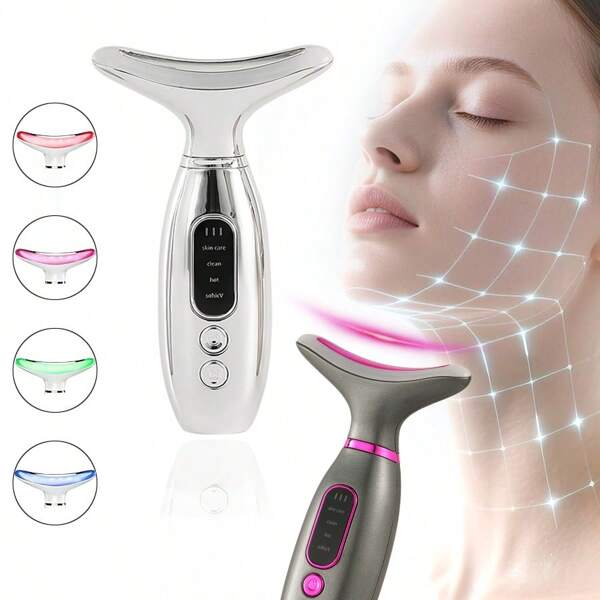 1 pezzo Massaggiatore portatile ricaricabile per viso e collo, stili placcati e verniciati per donne, con funzioni di riscaldamento e vibrazione, ricarica USB (batteria al litio integrata da 500mAh), senza profumo, strumento di bellezza portatile | Controllo intuitivo | Massaggiatore ricaricabile | Regalo di Natale, Regalo di Capodanno, Regalo per coppie