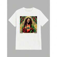 T-Shirt Streetwear Singer Bob Marlley Reggae Street Fashion Urban Culture Skaters Unisex Male Female 100% Cotton Top Premium Streetwear Launch Immediate Shipping Various Colors!! Plus Size - 白色 - 查看 2