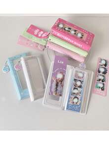 ins韩版镂空生活四格卡片册蝴蝶结天空长条大头贴纸收纳册纪念册学生偶像PVC四格相册 - 彩色 - 查看 2
