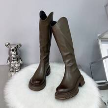 Botas femininas estilo faroeste - Forro simples marrom - Ver 1