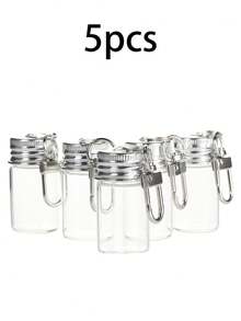 1个/2个/5个/10个装 7毫升迷你玻璃瓶，透明玻璃罐配金属钥匙扣，微型留言瓶，小型容器，适用于DIY手工、婚礼回礼、派对装饰、家居装饰、饰品、包包挂件、装饰吊坠、汽车钥匙扣、DIY配件、女士钥匙扣、手机壳挂件，生日、婚礼、节日、派对纪念品、朋友礼物、万圣节配饰、教师节、圣诞节礼物 - 彩色 - 查看 13