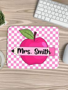 1 قطعة لوحة فأرة معلم مخصصة بتصميم PNG رجعي، لوحة فأرة بطباعة حرارية، غلاف تقدير المعلم، اسم معلم مخصص PNG، فيونكة قلم رصاص وردي، هدية معلم مخصصة، إطار اسم مقسوم بقلم رصاص، طباعة تفاحة PNG، هدايا العودة إلى المدرسة، لوازم مدرسية