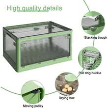Stackable Storage Bins With Lids,Multi-Opening Storage Box,Stackable Bins With Lids And Wheels For Clothes, Snacks, Toys &Amp; Books, Collapsible Container For Home Office Outdoor Dorm (Green)
