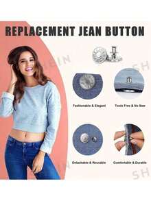 6/12/24颗可调节牛仔裤纽扣，宽松牛仔裤纽扣别针，牛仔裤纽扣，扁平免缝可拆卸牛仔裤缝纫纽扣，腰部可调节金属纽扣，腰部纽扣，可重复使用的可调节金属裤子收紧纽扣，牛仔裤纽扣别针，可调节纽扣配件，免缝腰部收紧金属铆钉扁平，适合DIY服装修补，是旧牛仔裤改造和尺寸调整的理想选择。 - 銀色 - 查看 7