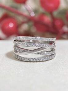 1件复古简约缠绕戒指，925纯银，情人节送给女性的优雅珠宝礼物 - 銀色 - 查看 3