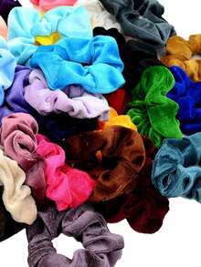 20 件随机颜色发圈天鹅绒弹性发带发圈发绳发圈女童发饰 - 节日季节的绝佳礼物