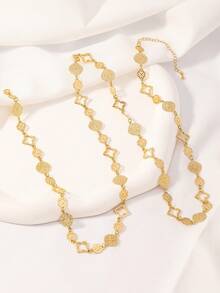 1 chiếc vòng cổ dài chạm khắc rỗng bằng vàng, vòng cổ vàng thời trang, vòng cổ hình chữ Y có thể đeo theo nhiều cách - Vàng - Xem 6