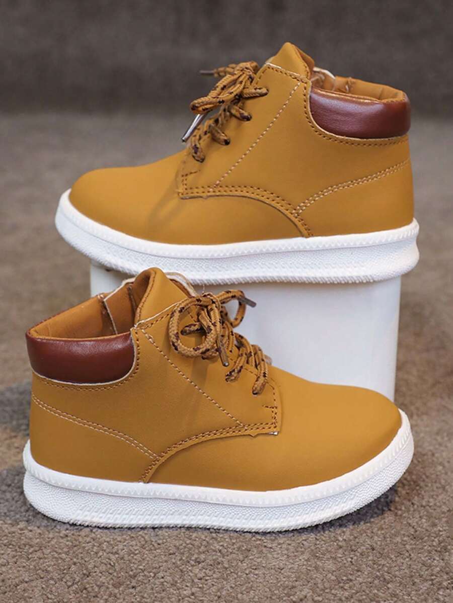 1 Paio di Stivali Piatti Unisex alla Moda, Comodi Stivali per Bambini Ammortizzanti e Antiscivolo, Adatti per Uso Quotidiano e Attività all'Aperto in Primavera e Autunno - Giallo - Visualizzare 1