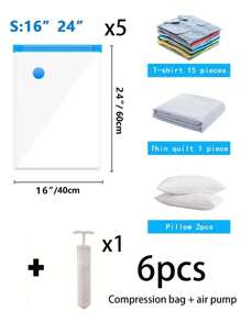 10/6/5/1pc Summer Travel Vacuum Seal Bags, Waterproof Vacuum Storage Bags, Transparent PVC Vacuum Bags, Large Capacity Clothing Organization And Storage Vacuum Bags, Space Saving Storage Solution, Large Capacity Vacuum Storage Bags, Home Clothing Sorting Bags, Storage Bags, Travel Vacuum Storage Bags, Mildew & Dust Proof Vacuum Storage Bags For Bedding, Clothes, Shoes, Underwear