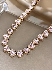 1 chiếc vòng cổ hình trái tim Zirconia sang trọng, vòng cổ đính hạt, trang sức dự tiệc hàng ngày thanh lịch dành cho phụ nữ, quà tặng cho mẹ, Giáng sinh, Lễ tạ ơn, Halloween, đám cưới, tiệc tùng, tiệc tùng/hàng ngày/bãi biển, phụ kiện quà tặng cho ngày kỷ niệm, ngày lễ tình nhân, trang sức Boho, quà tặng sinh nhật cho phù dâu - Nhiều màu - Xem 5