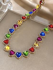 1 chiếc vòng cổ hình trái tim Zirconia sang trọng, vòng cổ đính hạt, trang sức dự tiệc hàng ngày thanh lịch dành cho phụ nữ, quà tặng cho mẹ, Giáng sinh, Lễ tạ ơn, Halloween, đám cưới, tiệc tùng, tiệc tùng/hàng ngày/bãi biển, phụ kiện quà tặng cho ngày kỷ niệm, ngày lễ tình nhân, trang sức Boho, quà tặng sinh nhật cho phù dâu - Nhiều màu - Xem 6