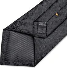 Silk Floral Necktie Set With Tie Clip, Handkerchief & Cufflinks - Solid Black Floral - View 10