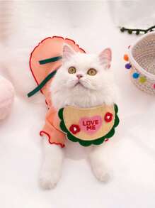 Knitted Cartoon Embroidered Bib For Pet Dogs And Cats, Cute And 3d Design