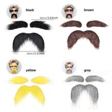 1 件万圣节服装道具逼真假胡子，老人长黑胡子，适合派对装扮 - 彩色 - 查看 6