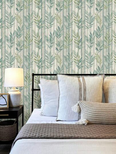 Roll Groen Leaf Gestreepte Peel Stick Wallpaper, Olive Moderne Farmho Self Adhesive Removable Waterproof PVC Material, Home (17.53*118inch) view 7