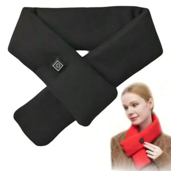Unisex USB Charging Heated Scarf Solid Color Cotton Electric Heating Scarf Three-Level Temperature Control