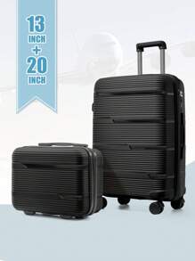 Floless Luggage Sets 2 Pieces Hard Shell Travel Carry On Luggage Hard Shell Travel Trolley 4 Spinner Wheels Lightweight Polypropylene Suitcase With TSA Lock Spinner 20in+13in Large Checked Travel Suitcases Durable Travel Luggage