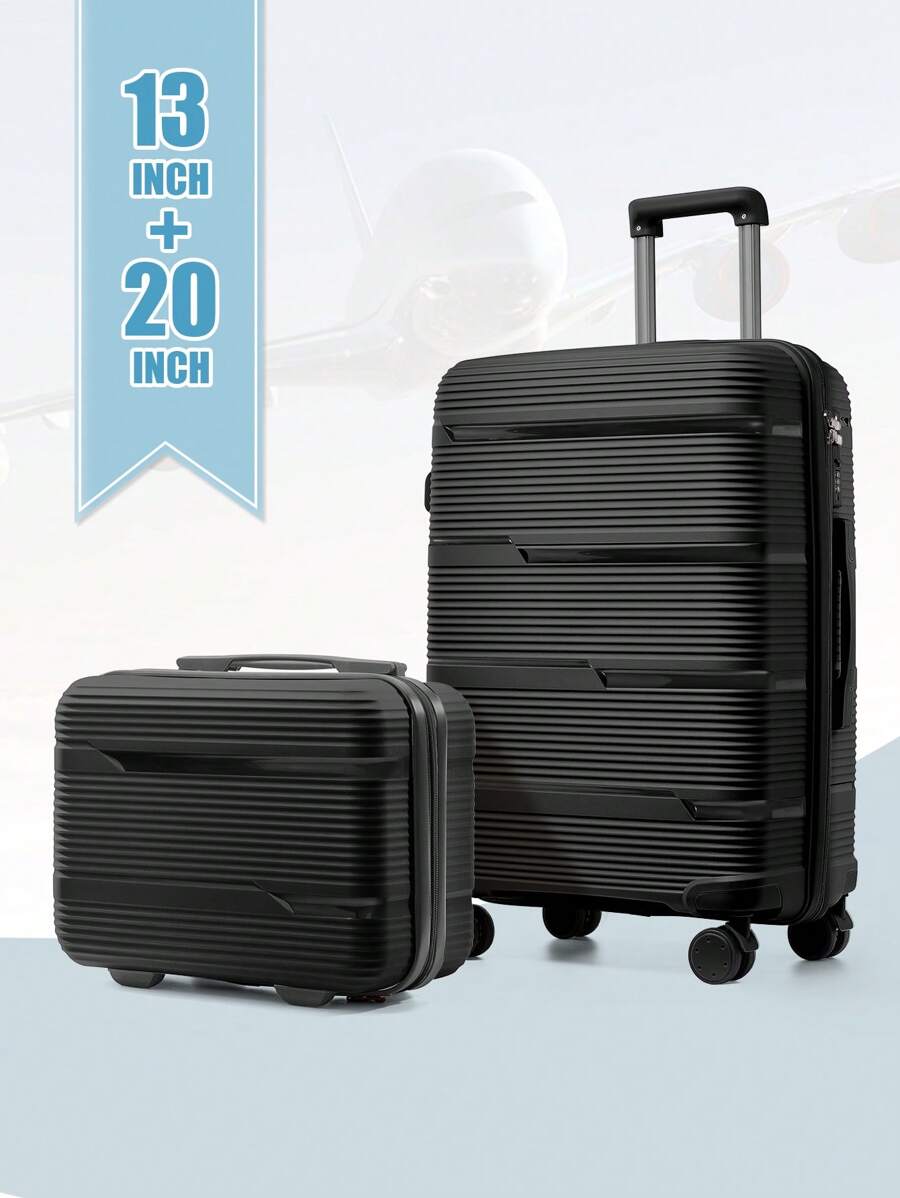 Floless Luggage Sets 2 Pieces Hard Shell Travel Carry On Luggage Hard Shell Travel Trolley 4 Spinner Wheels Lightweight Polypropylene Suitcase With TSA Lock Spinner 20in+13in Large Checked Travel Suitcases Durable Travel Luggage