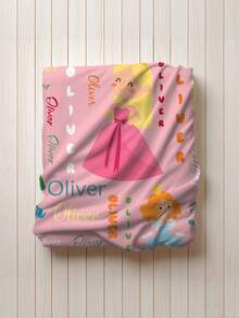 个性化水彩公主毯，定制名字女婴羊毛毯，公主生日儿童礼物，公主人物被子 RE - 彩色 - 查看 8