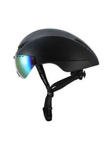 Aerodynamic Cycling Helmet, One-Piece Molded Bicycle Helmet, Unisex, With Visor Lens, For Mountain Bike, Road Bike, Cycling Gear - Multicolor - View 3
