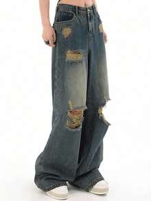 Ripped Wide Leg Jeans