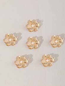 6个简约合金花叶发夹，可爱发饰，适合婚礼、日常、派对、生日、夏季、海滩等场合。 - 金色 - 查看 6