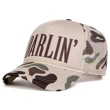 1 pièce Casquette de camionneur DARLIN pour femmes, casquette de baseball imprimée de lettres personnalisées, casquette de mode streetwear en maille, chapeau décontracté de protection solaire pour l'extérieur, convient pour le printemps, l'automne, les voyages, la plage - Multicolore - Voir 3