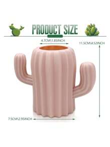 قطعة واحدة من صندوق منظم المكتب بشكل نبات الصبار - حامل أقلام وأقلام رصاص من راتنج ABS، بلون أزرق فاتح أو وردي، وعاء قرطاسية مكتبية أنيق، مثالي لمستلزمات الفن، حامل أقلام مكتب جميل