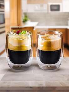 1-2-4pcs/Set Double Wall Insulated Reusable Glass Coffee Mugs, Cappuccino, Latte, Tea, Hot & Cold Drinks Cups With Handle, Suitable For Halloween, Christmas - Multicolor - View 10