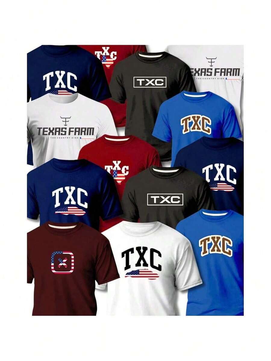 Kit 5 Or 3 TXC Men's T-Shirt Texas T-Shirt Assorted Rubberized Print Country Rodeo - 5件套T卹 - 查看 1