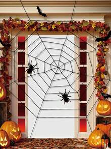 Decorațiune de Halloween cu pânză de păianjen, pânză de păianjen falsă rotundă gigantică pentru casă bântuită înfricoșătoare, Halloween, Halloween, petrecere de grădină în aer liber și interior, recuzită realistă cu sfoară de păianjen înfricoșător