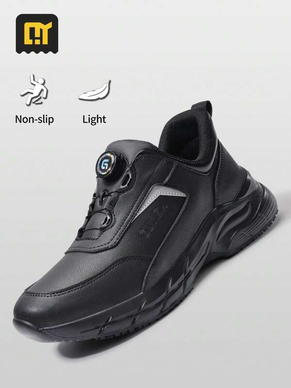 Men's Chef Shoes, Professional Non-Slip SRC Waterproof Sports Style Rubber Sole Soft Comfortable Work Safety Low-Top Shoes, Suitable For All Seasons