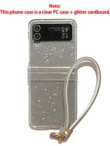 Luxury 3D Rhinestone Butterfly Water Ripple Folding Phone Case With Bowknot Pendant Compatible With Samsung For Galaxy Z Flip7 6 Z Flip 5 Z Flip 4 Z Flip 3 INS Clear PC Hard Protect Back Cover - Drill Rope - View 8