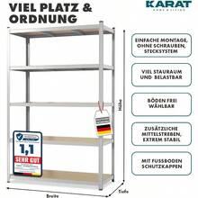 KARAT Schwerlastregale für Garage Keller Werkstatt Steckregal Weitspannregal Lagerregal Kellerregal Eckregal Reifenregal Gitterregal Verzinkt 180 x 90 x 60 cm - 180x90x60cm - Übersicht 2
