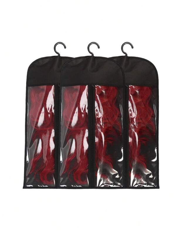 3pcs Wig Storage Bag With Hooks, Portable Dust-Proof Wig Holder Organizer, Suitable For Wigs, Hair Extensions And Accessories