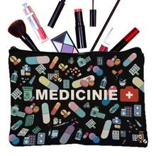 Multi-Functional Canvas Medicine Organizer Bag - Travel Zipper Pouch, Allergy & Asthma Emergency Kit, Cosmetic And Essentials Storage Bag - Multicolor - View 12