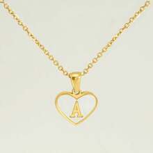 1pc Personalized Heart-Shaped White Shell Initial Necklace Stainless Steel Non Tarnish Women Letter Necklace