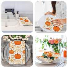 2/4/6/48 pièces Serviettes de cuisine/Essuie-mains souples à motif citrouille, multi-usages, séchage rapide, chiffons à vaisselle, convient pour la cuisine, les célébrations, les mariages, la décoration et plus encore