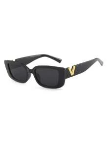 1 Pair Women's Black Square PC Frame Personalized Full-Rim Everyday, Street Style, Travel & Holiday Vintage Fashion Fashion Glasses For Summer Beach Vacation, Outdoor, Travel Shades Letters Design Vintage Style Rectangle Frame For Going Out Outfit,Back To School - Black - View 2