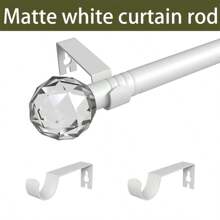 1 件优质水晶窗帘杆，适用于多种窗帘，安装简便，承重能力强，多种尺寸可选，适用于窗户，可调节窗帘杆，适用于卧室、客厅