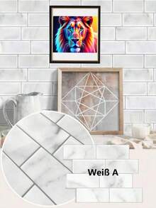 10pcs/Pack Removable 3D Ceramic Tile Stickers, Easy To Install, Waterproof, Self-Adhesive Wallpaper For Kitchen, Furniture, Kitchen Backsplash, Bathroom, Room Decor, Holiday Party Background - Multicolor - View 19