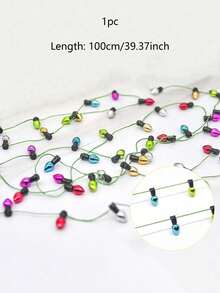 1pc 1/5M Miniature Plastic Light Bulb String Lights For Christmas Tree & Model Scenes - Mixed Color Glittery DIY Craft Decor, Decorative Plastic Fake String Lights Ribbon, Christmas Party String Beading Accessories, Miniature Scene Decorations, Christmas Decor