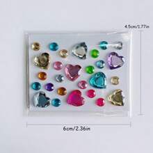Mini Colorful Diamond Stickers DIY Accessories, Czech Acrylic Diamond Stickers With Tiny Hearts & Stars, Sparkling Jewel Stickers For Nails, Phone Cases, Gift Boxes, Handmade Crafts, DIY Jewelry Making Materials,School Supplies,Back To School